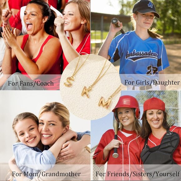 Personalized A-Z Softball Initial Pendant Necklace in 14K Gold for Ladies - Picture 6 of 7